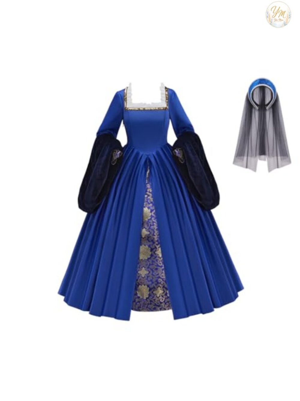 Tudor Queen Renaissance Cosplay Costume Dress with Headpiece Polyester Velvet